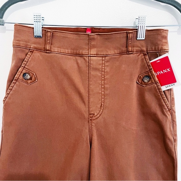 NWT SPANX Stretch Twill Cropped Wide Leg Pants Bronze Glow Women’s Size Small S - Picture 3 of 9